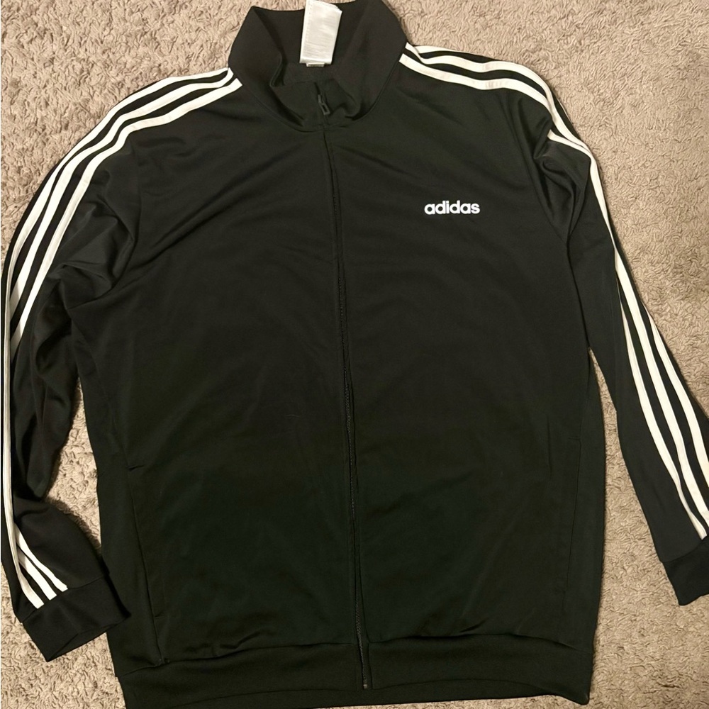 Adidas Men's Black and White Track Jacket